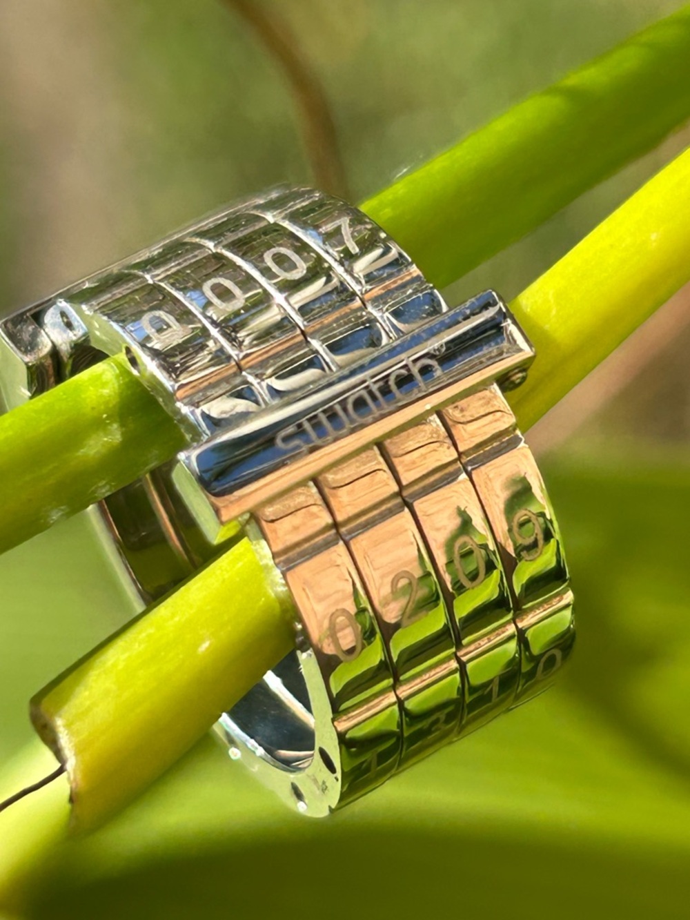 Swatch BIjoux Silver Polished Stainless Steel secret code ring size 7 unisex